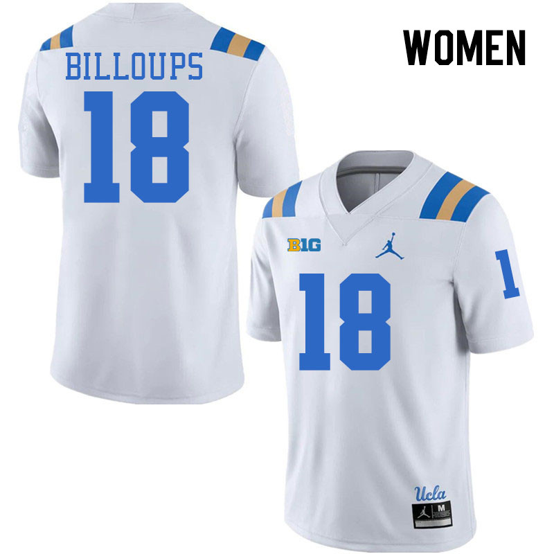 Women #18 Nick Billoups UCLA Bruins College Football Jerseys Stitched-White